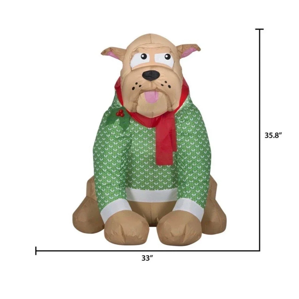 3ft Festive Holiday English Bulldog Airblown Inflatable